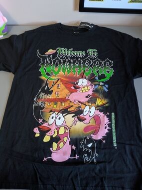 Hot Topic Cartoon Network Courage the Cowardly Dog Black Graphic Tee